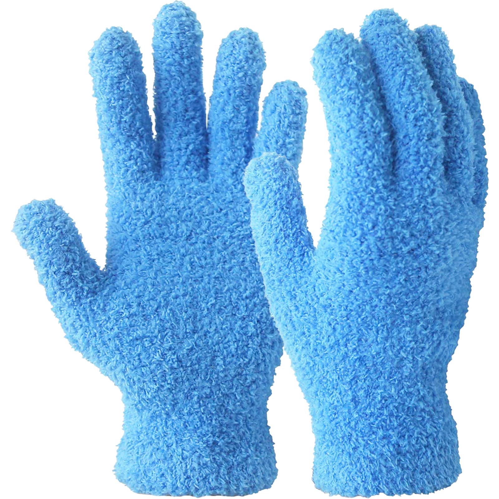 Microfiber Dusting Gloves, Dusting Cleaning Glove for Plants, Blinds, Lamps and Small Hard to Reach Corners (Blue S/M)