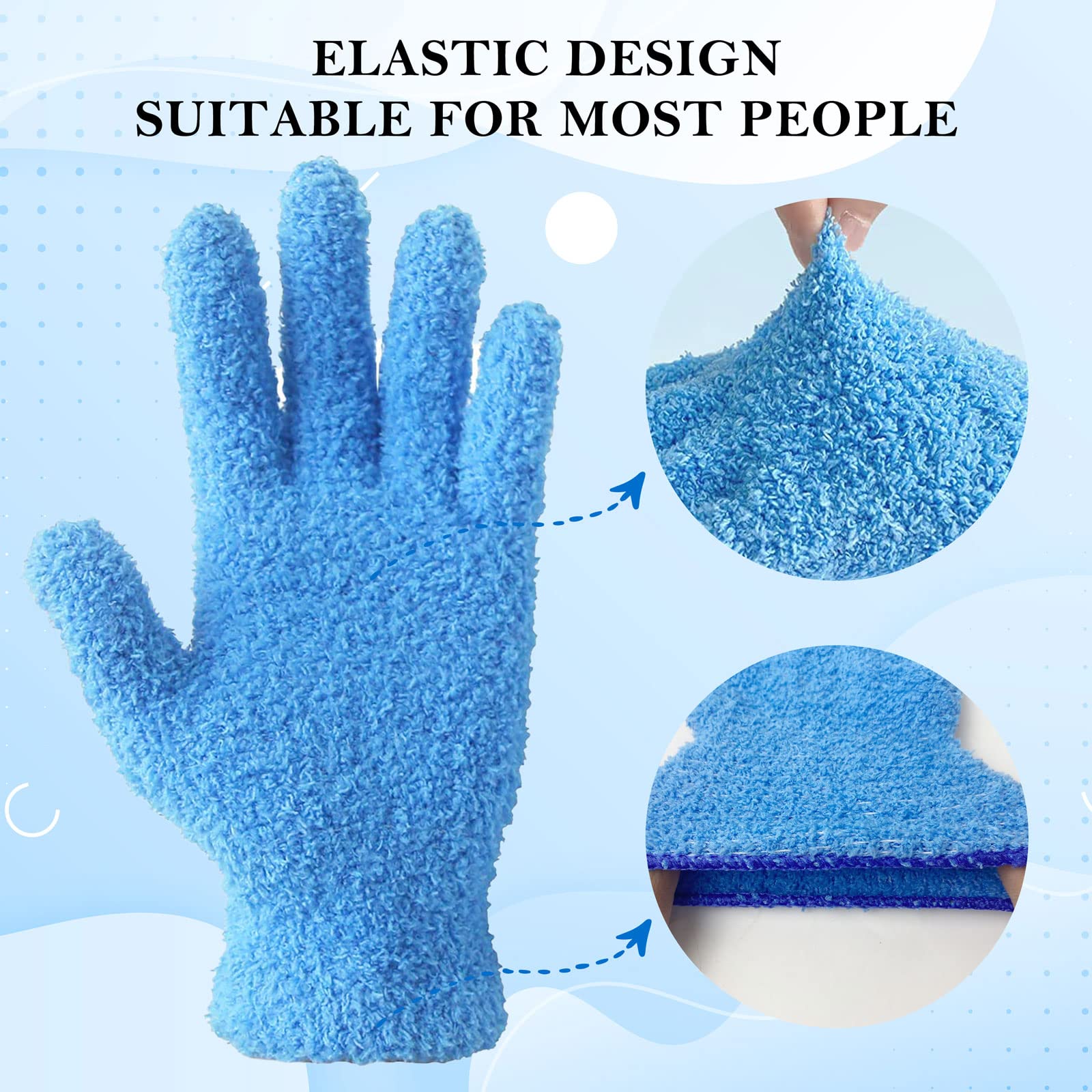 Microfiber Dusting Gloves, Dusting Cleaning Glove for Plants, Blinds, Lamps and Small Hard to Reach Corners (Blue S/M)