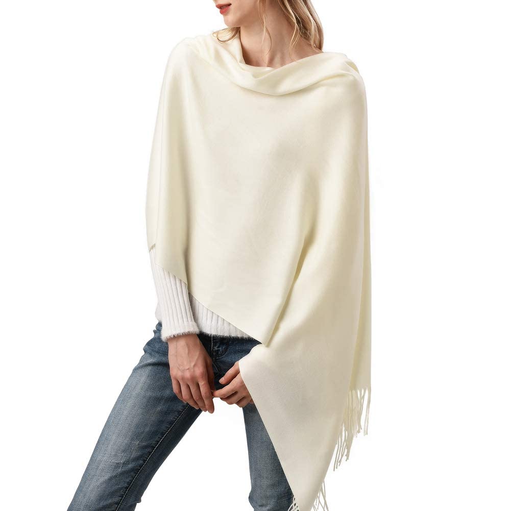 Womens Winter Scarf Cashmere Feel Pashmina Shawl Wraps Soft Warm Blanket cream