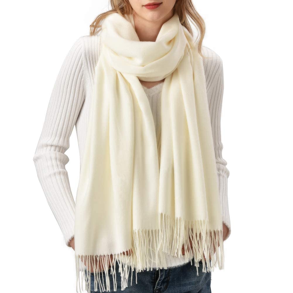 Womens Winter Scarf Cashmere Feel Pashmina Shawl Wraps Soft Warm Blanket cream