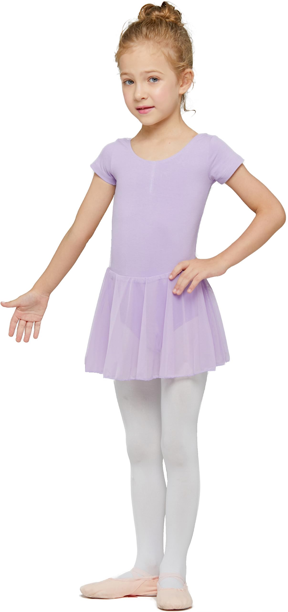 Toddler Girls Ballet Leotards with Skirt Classic Short Sleeve Dance Gymnastic Ballerina Outfit Dress