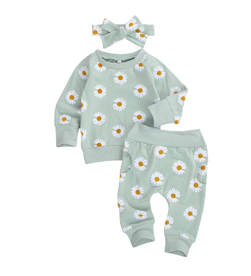 Newborn Infant Baby Girl Clothes Set Long Sleeve Sweatshirts Tops Pants Outfits Clothing Gifts 3 6 9 12 18 24 Months Green