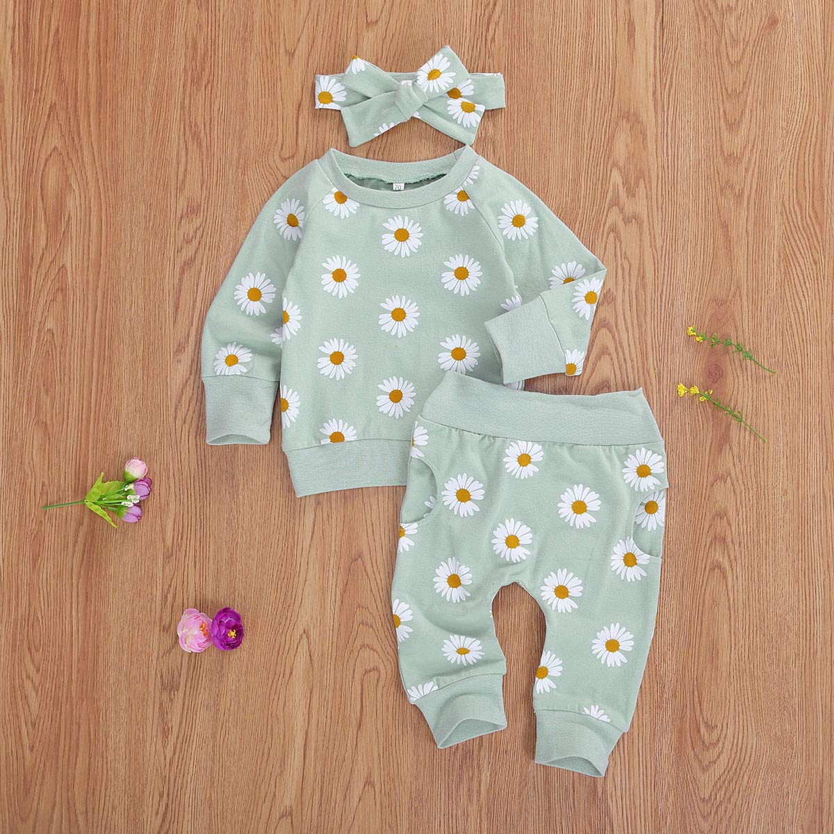 Newborn Infant Baby Girl Clothes Set Long Sleeve Sweatshirts Tops Pants Outfits Clothing Gifts 3 6 9 12 18 24 Months Green