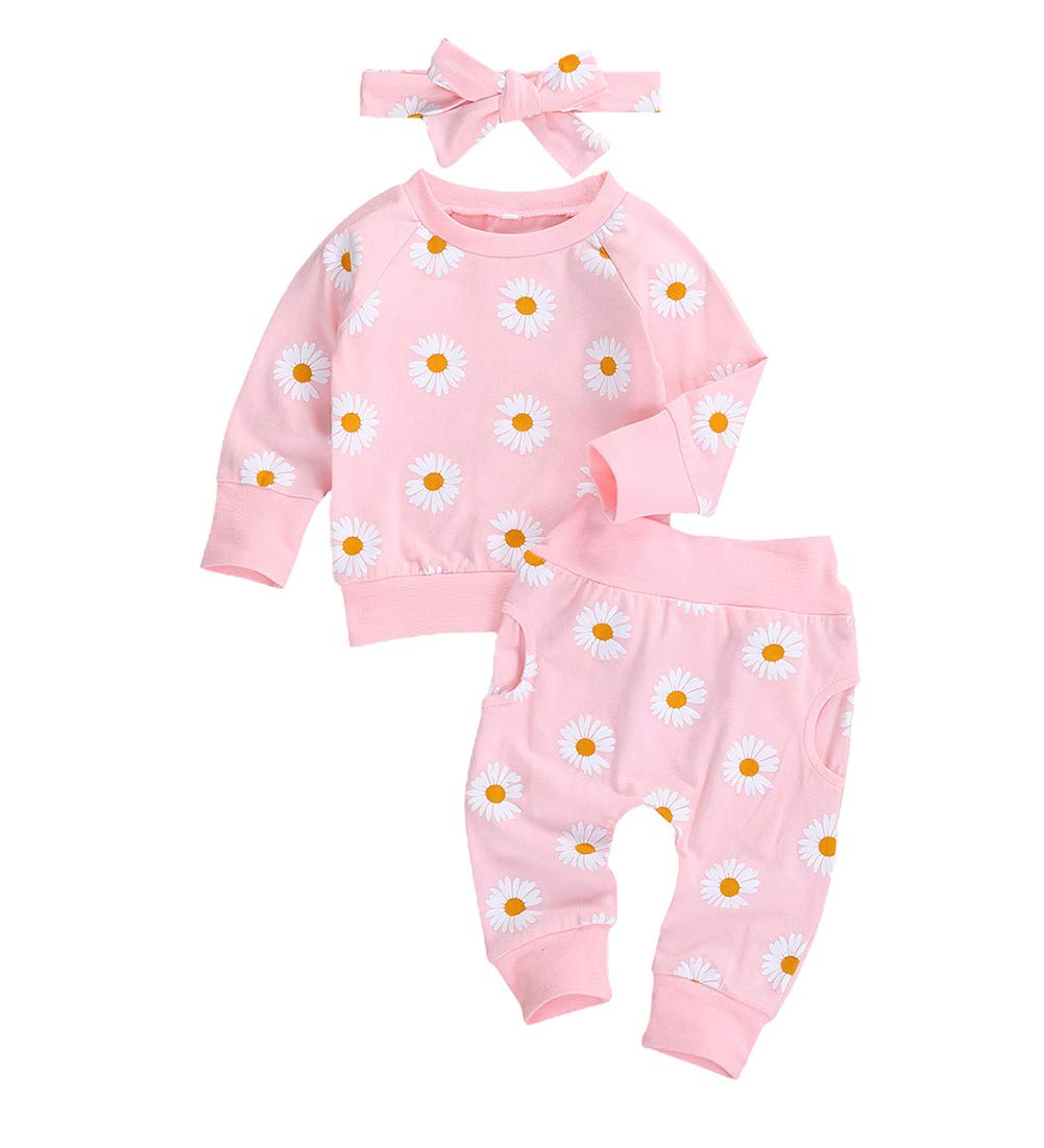 Newborn Infant Baby Girl Clothes Set Long Sleeve Sweatshirts Tops Pants Outfits Clothing Gifts 3 6 9 12 18 24 Months Pink