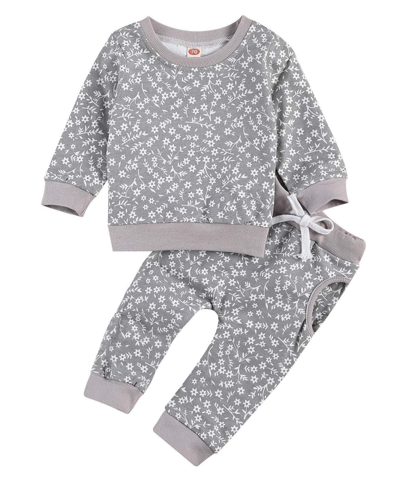 Newborn Infant Baby Girl Clothes Set Long Sleeve Sweatshirts Tops Pants Outfits Clothing Gifts 3 6 9 12 18 24 Months X-grey - Click Image to Close