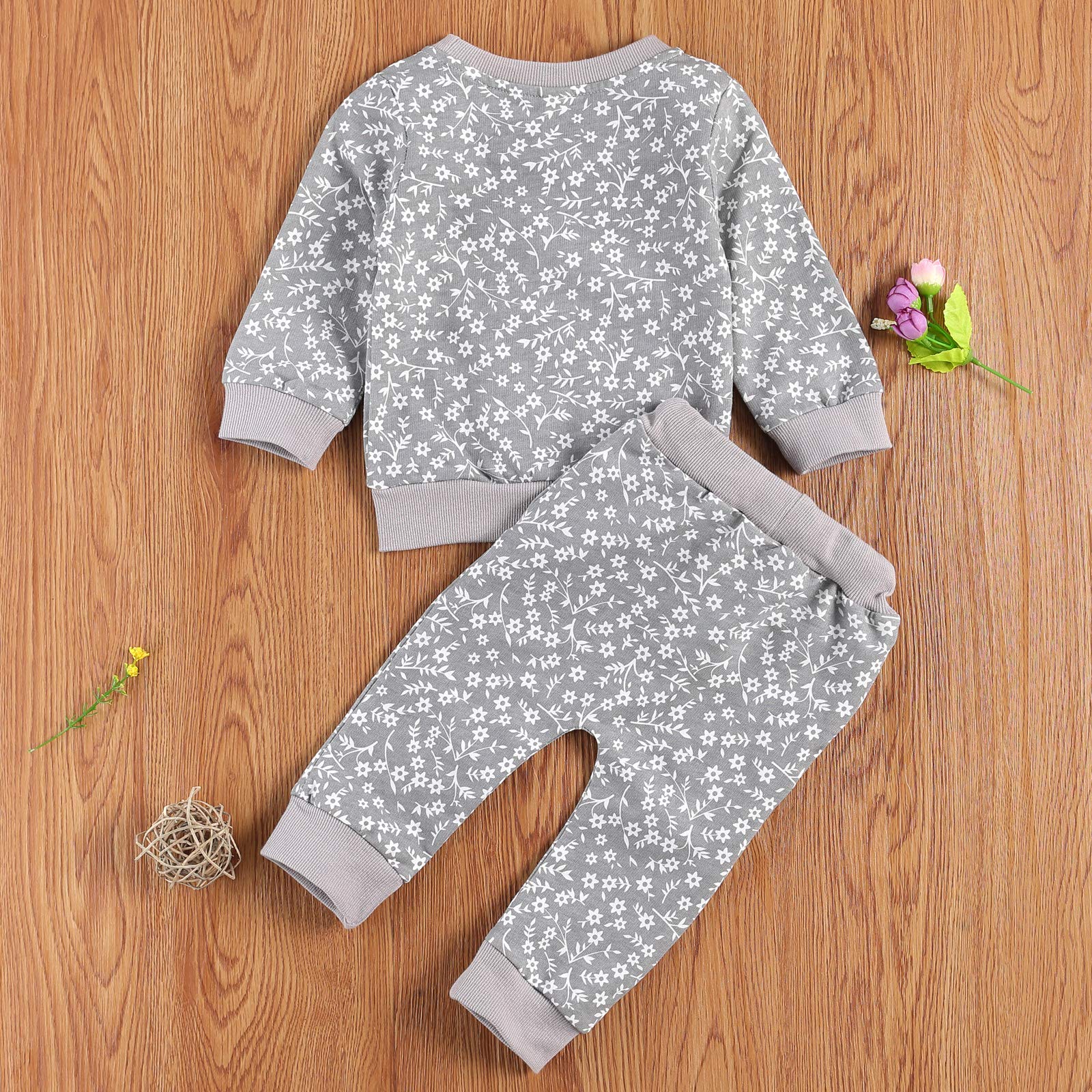 Newborn Infant Baby Girl Clothes Set Long Sleeve Sweatshirts Tops Pants Outfits Clothing Gifts 3 6 9 12 18 24 Months X-grey