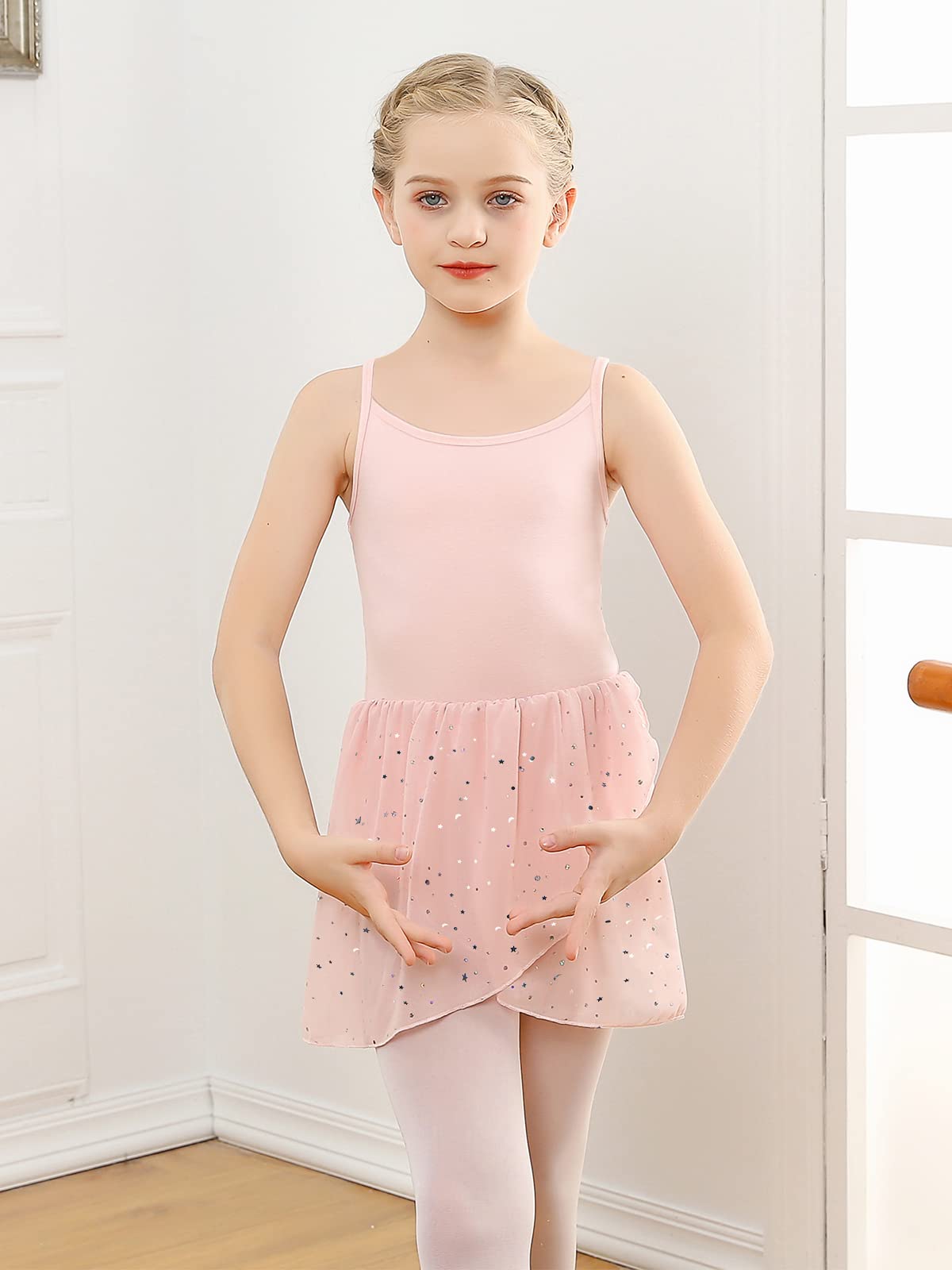 Toddler Girls Dance Leotards Hollow Back Ballet Leotard for Girls Camisole Dance Dress with Tutu Skirt 3-8T