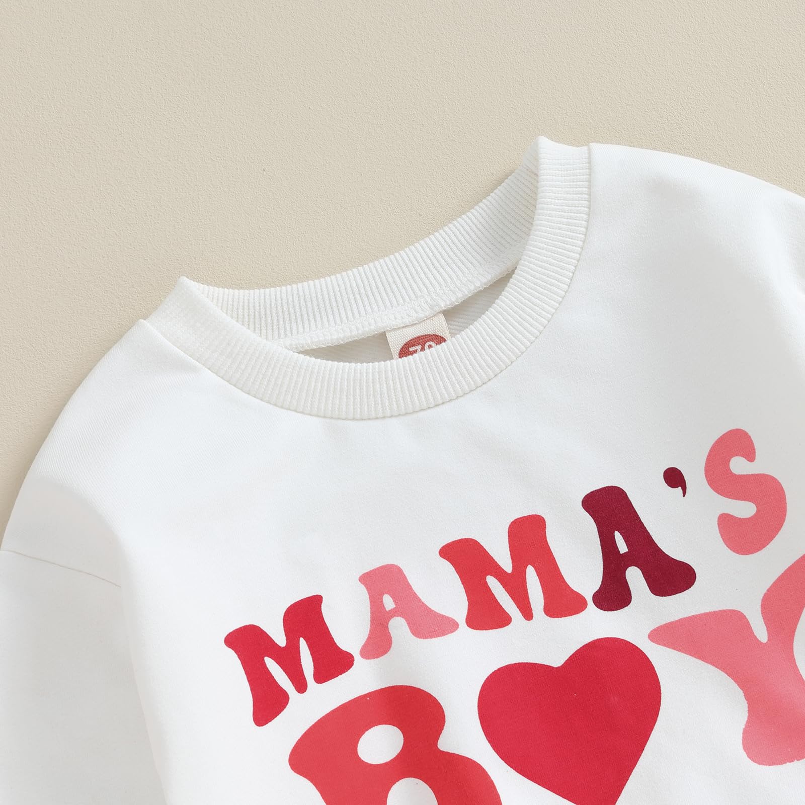 Infant Baby Boy Clothes Set Mama's Boy Heart Shirts Crewneck Sweatshirt Red Jogger Pants Valentine's Day Outfit